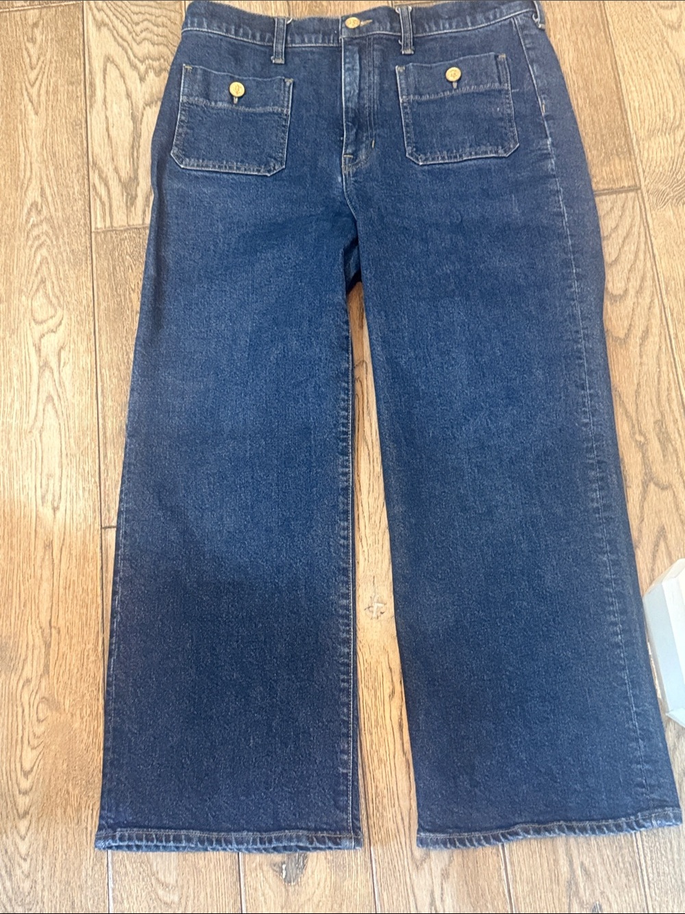 J. Crew Dark Blue Women's Bootcut Jeans with Front Patch Pockets